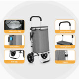 Emajin Shopping Trolley Cart 45KG Foldable Grey - Rear View