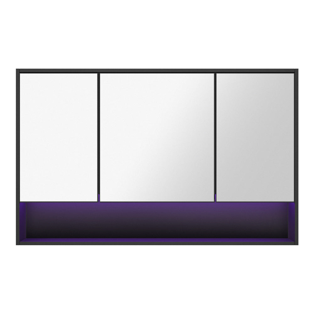 Welba Bathroom Mirror Cabinet LED Wall Storage 1200x750mm Black