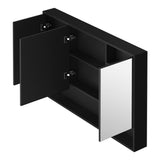 Welba Bathroom Mirror Cabinet LED Wall Storage 1200x750mm Black - Side View