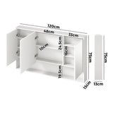 Welba Bathroom Mirror Cabinet LED Wall Storage 1200x750mm