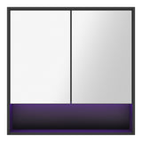 Welba Bathroom Mirror Cabinet LED Wall Storage 750x750mm Black