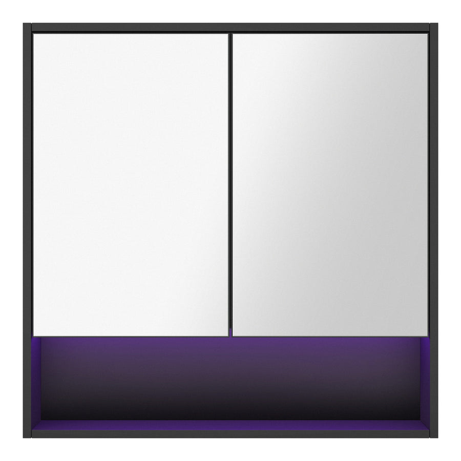 Welba Bathroom Mirror Cabinet LED Wall Storage 750x750mm Black