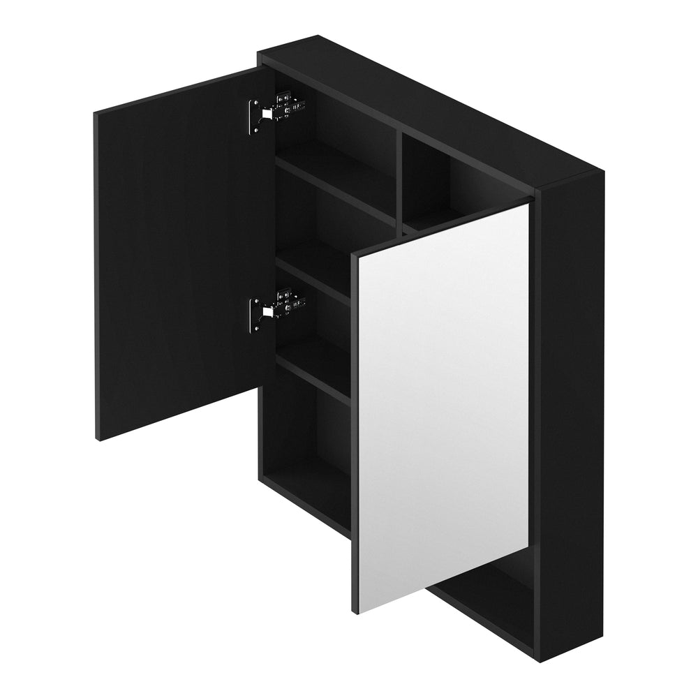 Welba Bathroom Mirror Cabinet LED Wall Storage 750x750mm Black