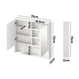 Welba Bathroom Mirror Cabinet LED Wall Storage 750x750mm - Top-Down View