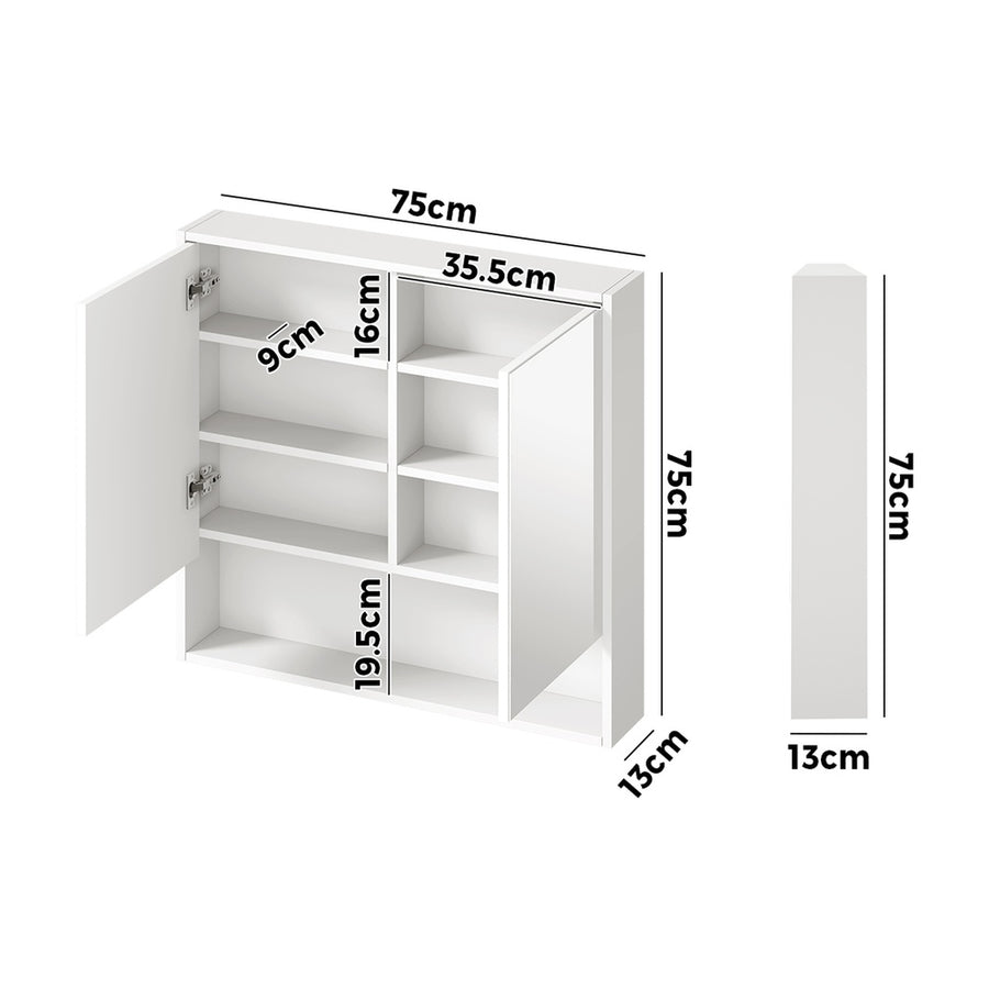Welba Bathroom Mirror Cabinet LED Wall Storage 750x750mm