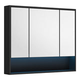 Welba Bathroom Mirror Cabinet LED Wall Storage 900x750mm Black