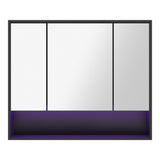 Welba Bathroom Mirror Cabinet LED Wall Storage 900x750mm Black
