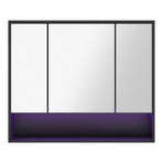 Welba Bathroom Mirror Cabinet LED Wall Storage 900x750mm Black, image 4