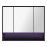 Welba Bathroom Mirror Cabinet LED Wall Storage 900x750mm Black - Top-Down View