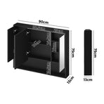 Welba Bathroom Mirror Cabinet LED Wall Storage 900x750mm Black, image 5