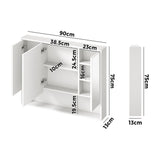 Welba Bathroom Mirror Cabinet LED Wall Storage 900x750mm - Rear View