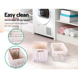 Artiss Bedside Table 1 Drawer with Basket Rustic White X2 - 45-Degree Angle