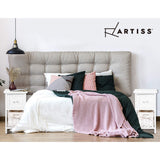 Artiss Bedside Table 1 Drawer with Basket Rustic White X2 - Rear View