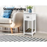 Artiss Bedside Table Vintage - THYME White - Top-Down View