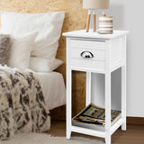 Artiss Bedside Table Vintage - THYME White - Close-Up Angle