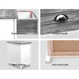 Artiss Bedside Table 2 Drawers Vintage X2 - THYME Grey - 45-Degree Angle