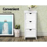 Artiss Bedside Table Bathroom Storage Cabinet 3 Drawers White - Side View