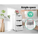 Artiss Bedside Table Bathroom Storage Cabinet 3 Drawers White - 45-Degree Angle
