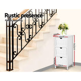 Artiss Bedside Table Bathroom Storage Cabinet 3 Drawers White - Rear View