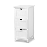 Artiss Bedside Table Bathroom Storage Cabinet 3 Drawers White - Low Angle