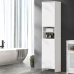 Oikiture Bathroom Cabinet Tall Slim White