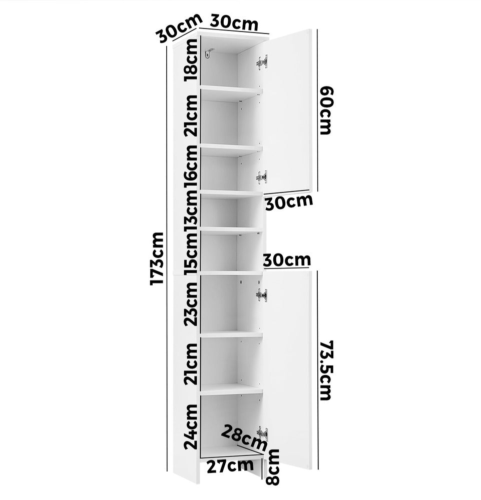 Oikiture Bathroom Cabinet Tall Slim White