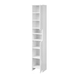 Oikiture Bathroom Cabinet Tall Slim White - Top-Down View