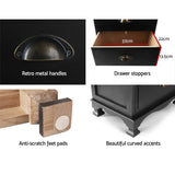 Artiss Bedside Table 3 Drawers Vintage - THYME Black - 45-Degree Angle