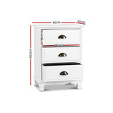 Artiss Bedside Table 3 Drawers Vintage - THYME White