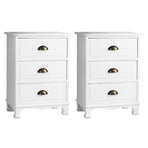 Artiss 2x Bedside Table 3 Drawers Vintage - THYME White