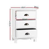 Artiss 2x Bedside Table 3 Drawers Vintage - THYME White