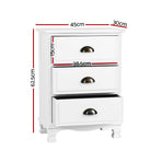 Artiss 2x Bedside Table 3 Drawers Vintage - THYME White, image 3