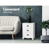 Artiss 2x Bedside Table 3 Drawers Vintage - THYME White - Top-Down View