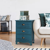 Artiss Bedside Table 3 Drawers Vintage - THYME Blue - Close-Up Angle