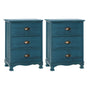 Artiss 2x Bedside Table 3 Drawers Vintage - THYME Blue