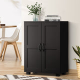 Oikiture Storage Cabinet Buffet Sideboard 2 Door Black - Top-Down View