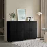 Oikiture Storage Cabinet Buffet Sideboard 2 Door Black - Front View