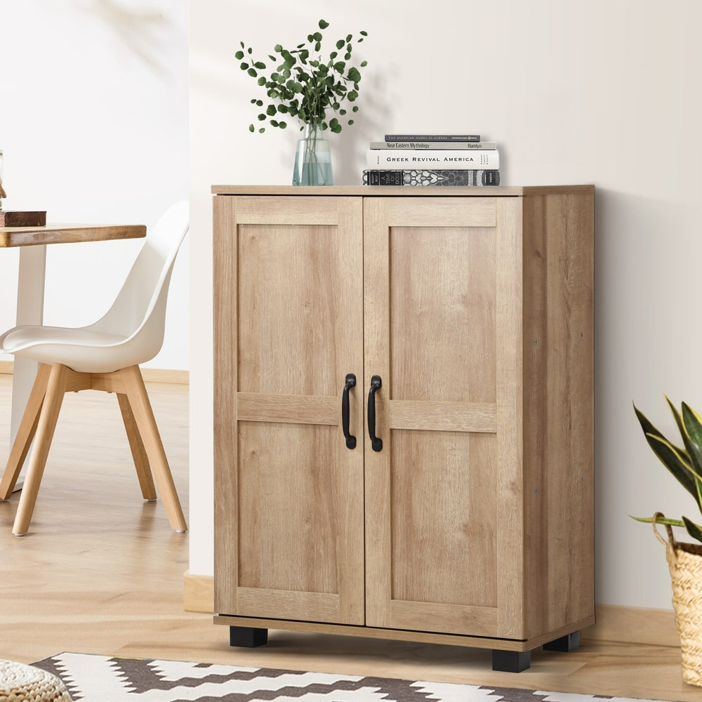 Oikiture Storage Cabinet Buffet Sideboard 2 Door Natural