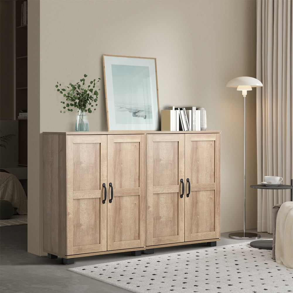 Oikiture Storage Cabinet Buffet Sideboard 2 Door Natural