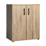 Oikiture Storage Cabinet 3 Shelves Freestanding Wooden