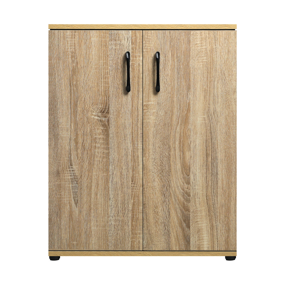 Oikiture Storage Cabinet 3 Shelves Freestanding Wooden