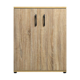 Oikiture Storage Cabinet 3 Shelves Freestanding Wooden - Top-Down View