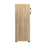 Oikiture Storage Cabinet 3 Shelves Freestanding Wooden - Low Angle