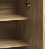 Oikiture Storage Cabinet 3 Shelves Freestanding Wooden - Rear View