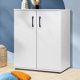 Oikiture Storage Cabinet 3 Shelves Freestanding White - Top-Down View