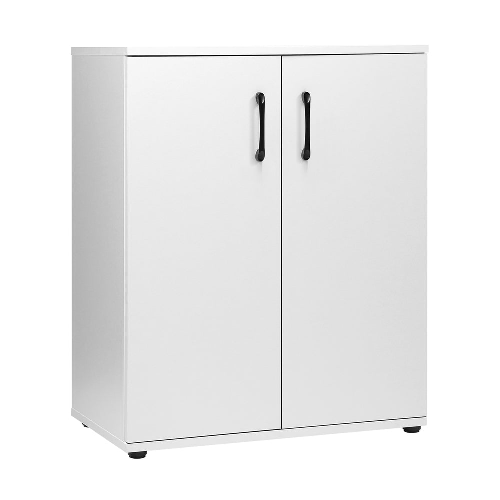 Oikiture Storage Cabinet 3 Shelves Freestanding White