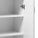 Oikiture Storage Cabinet 3 Shelves Freestanding White - 45-Degree Angle