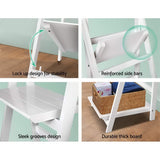 Artiss Bookshelf Corner Shelf 3 Tiers - ZANE White - Rear View