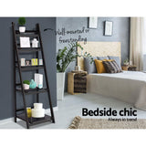 Artiss Bookshelf Corner Shelf 5 Tiers - ZANE Coffee - 45-Degree Angle