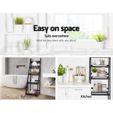 Artiss Bookshelf Corner Shelf 5 Tiers - ZANE Coffee - Low Angle